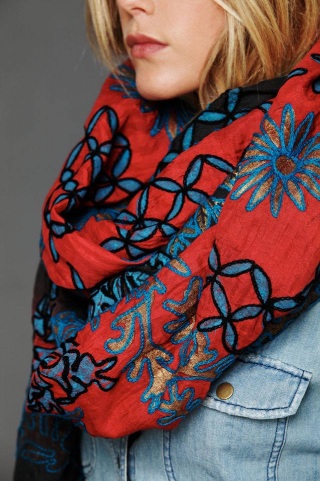 Embroidered Dahlia Scarf #5