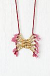 Beaded Plate And Fringe Necklace