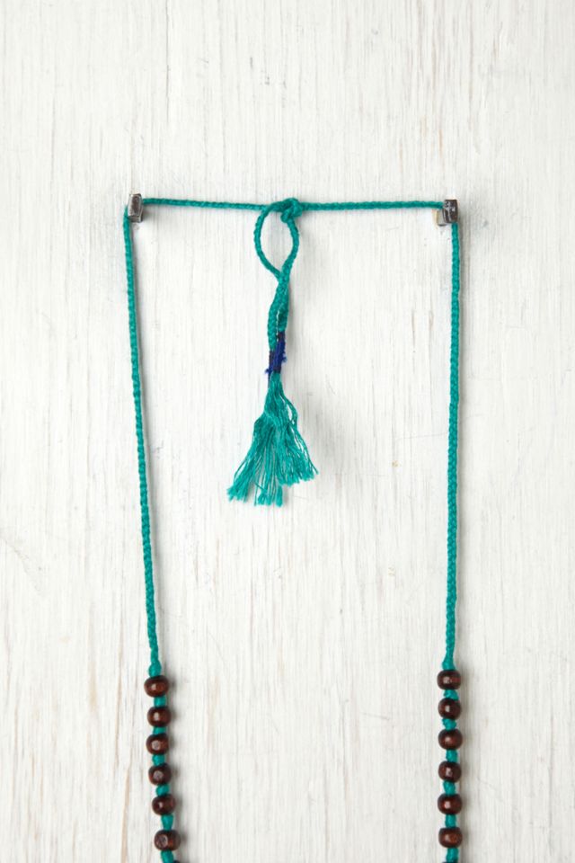 Prayer Bead Pompom Necklace #2