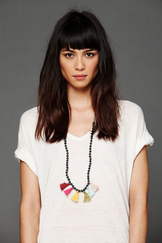 Prayer Bead Pompom Necklace #3