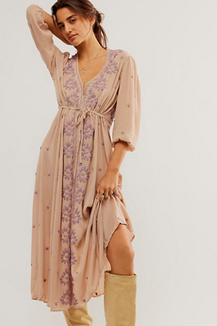 Embroidered fable midi dress best sale