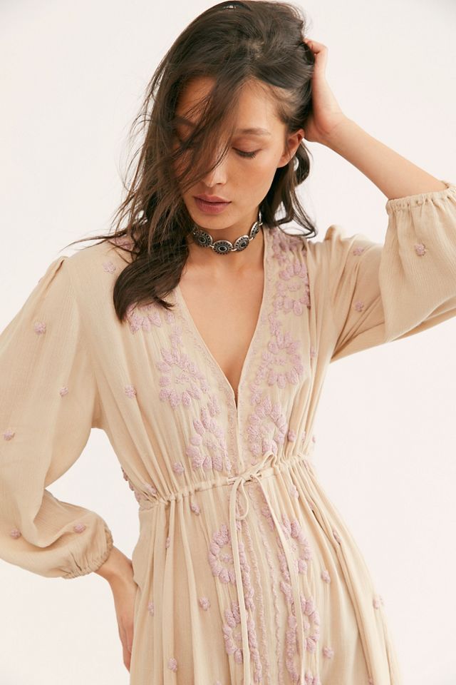 Free people diamond head embroidered western midi top dress