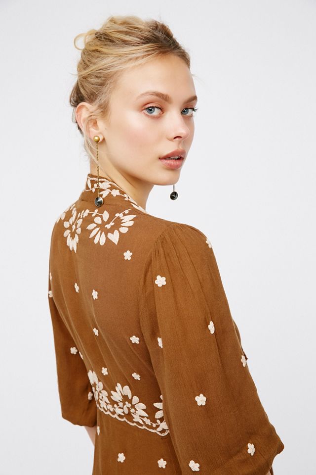 sachin and babi light blue dress Free People Keila Embroidered Cotton-Blend Midi Dress In Cream - 60% Off