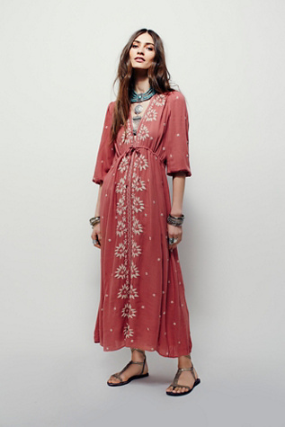 embroidered fable midi dress free people Embroidered Fable Midi Dress