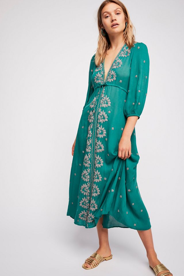 Free people embroidered fable midi dress on sale