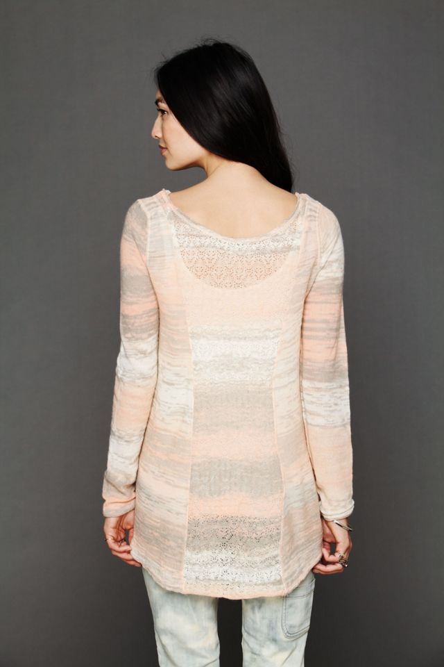 Marled Boxy Lace Pullover #1