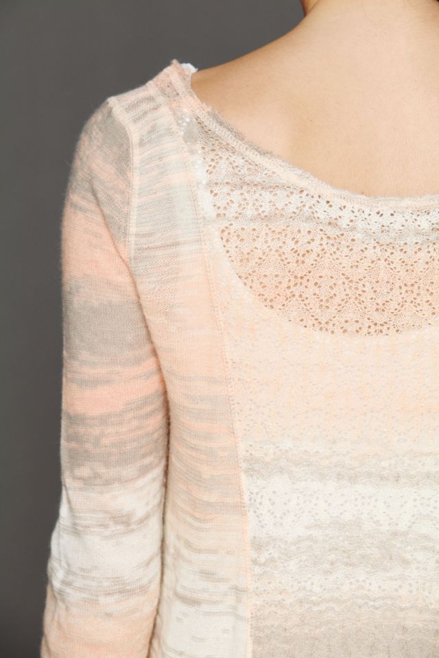Marled Boxy Lace Pullover #4