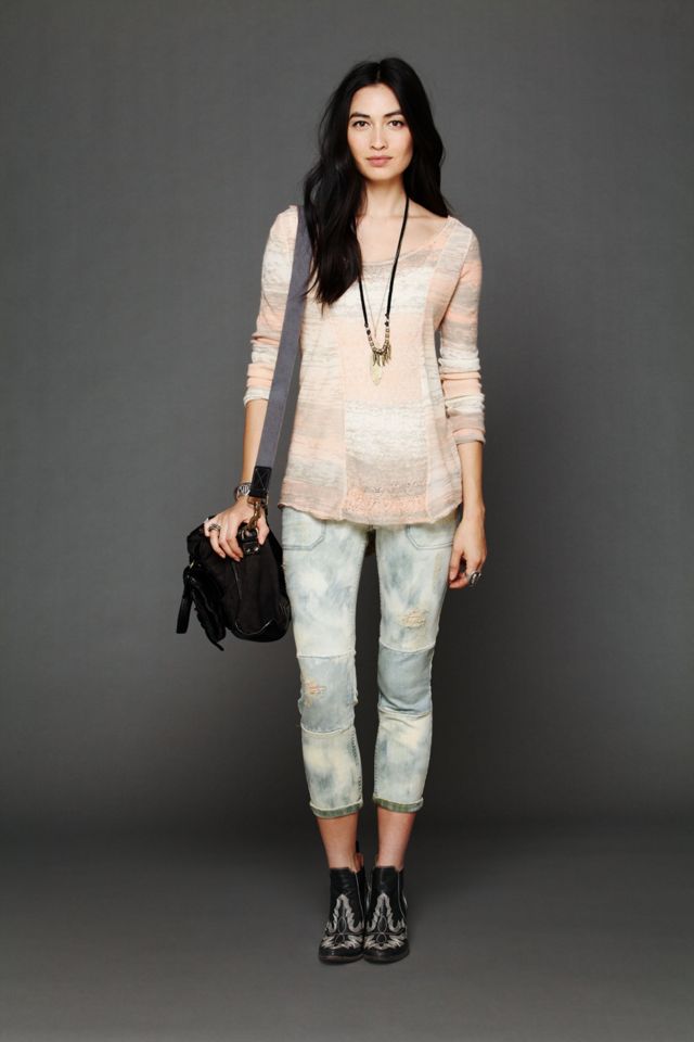 Marled Boxy Lace Pullover #5