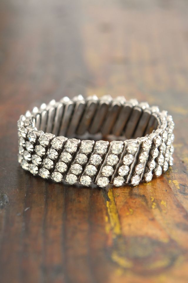 Vintage 1950s Crystal Rhinestone Stretchy Bracelet #1