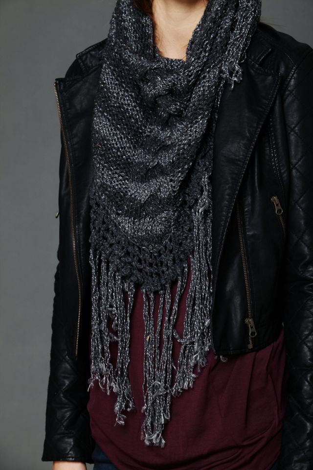 Slubby Yarn Triangle Scarf #1