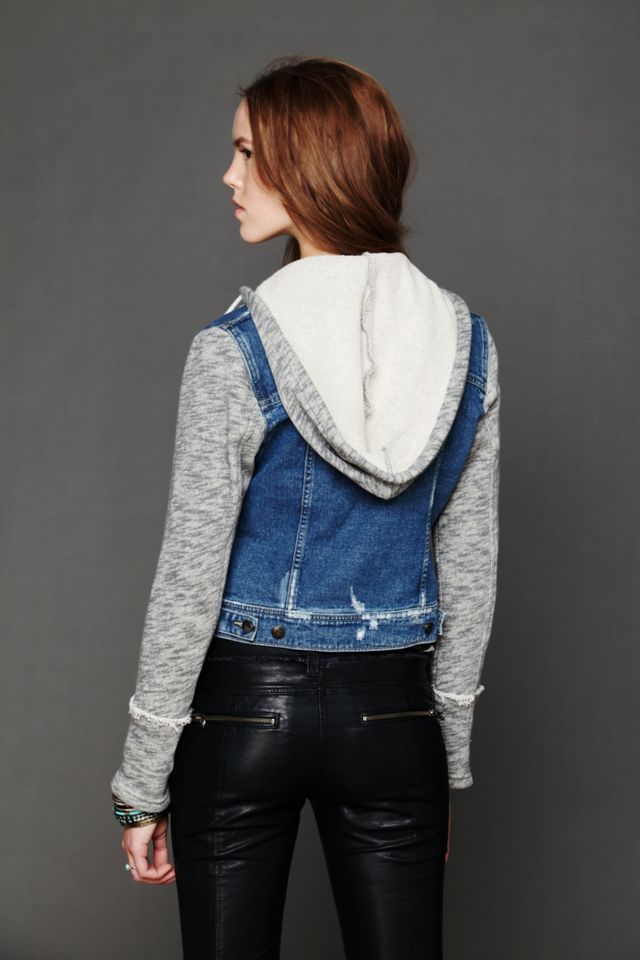 Knit Hooded Denim Jacket #8