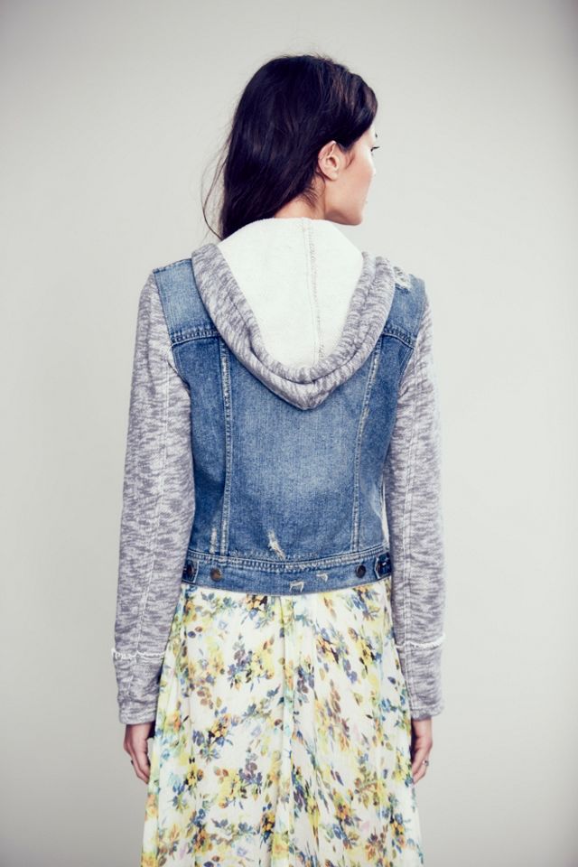 Knit Hooded Denim Jacket #1