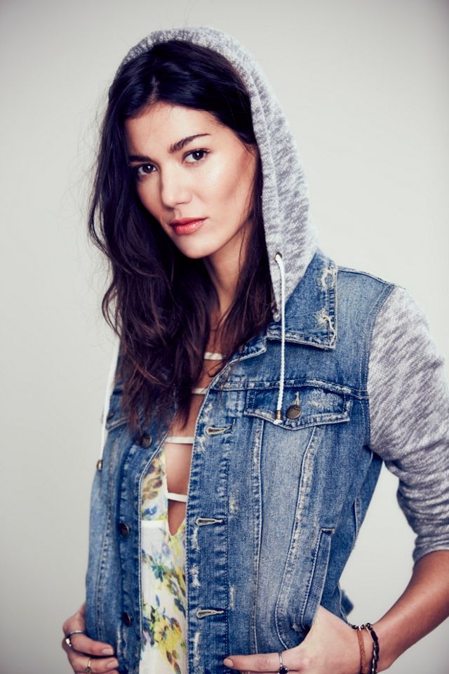 Knit Hooded Denim Jacket #2