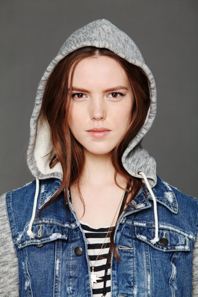 Knit Hooded Denim Jacket #14