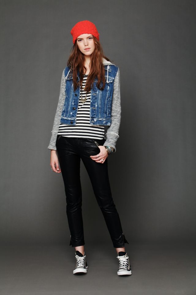 Knit Hooded Denim Jacket #16