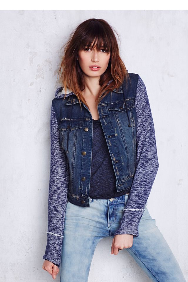 Free people denim on sale jacket with hood