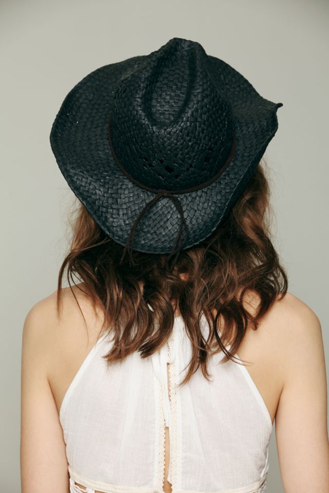 Black Straw Cowboy Hat #1