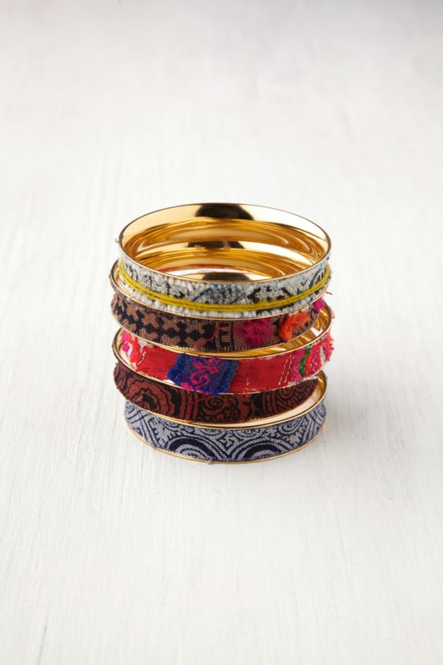 Vintage Fabric Hard Bangle #1