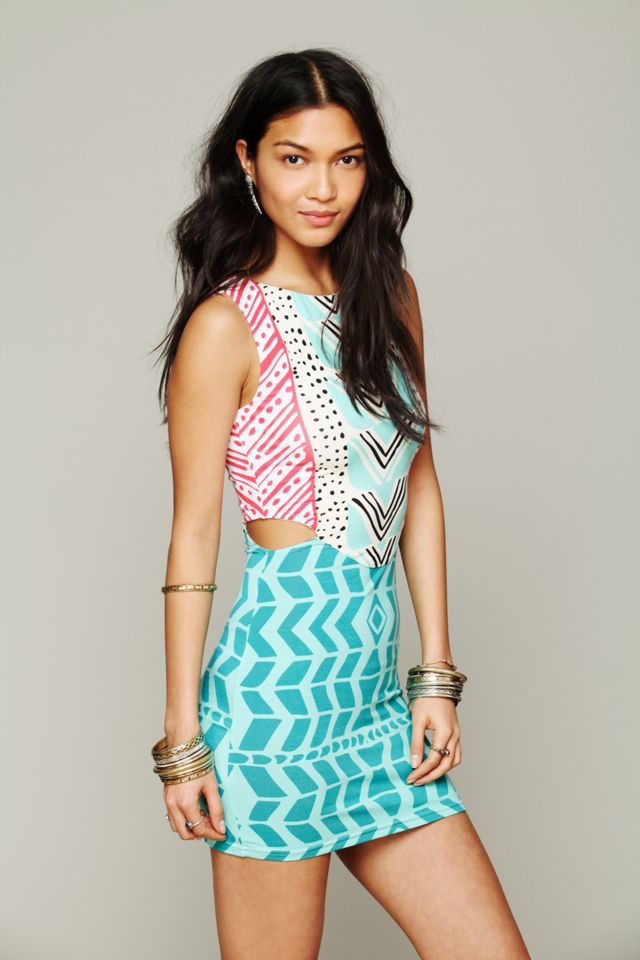 Luau Print Cutout Bodycon