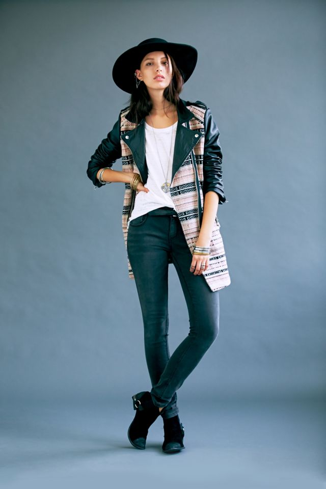 FP New Romantics Leather Sleeve Motorcycle Jacket #1