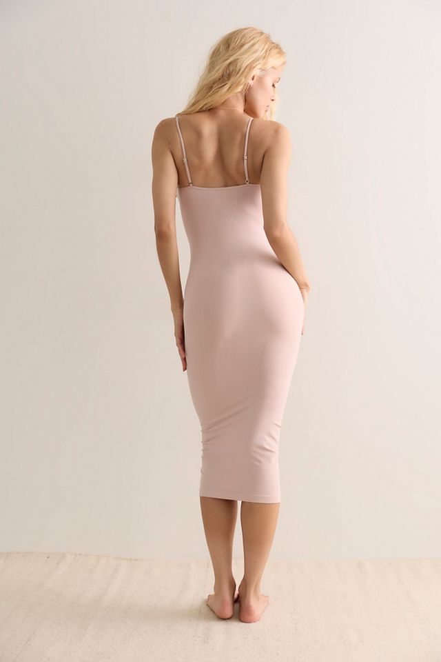Tea Length Seamless Bodycon Slip Dress #1