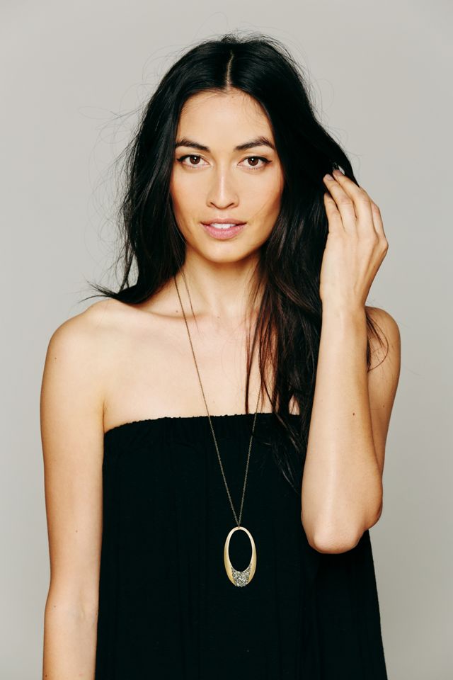 Stone Topped Circle Necklace #4