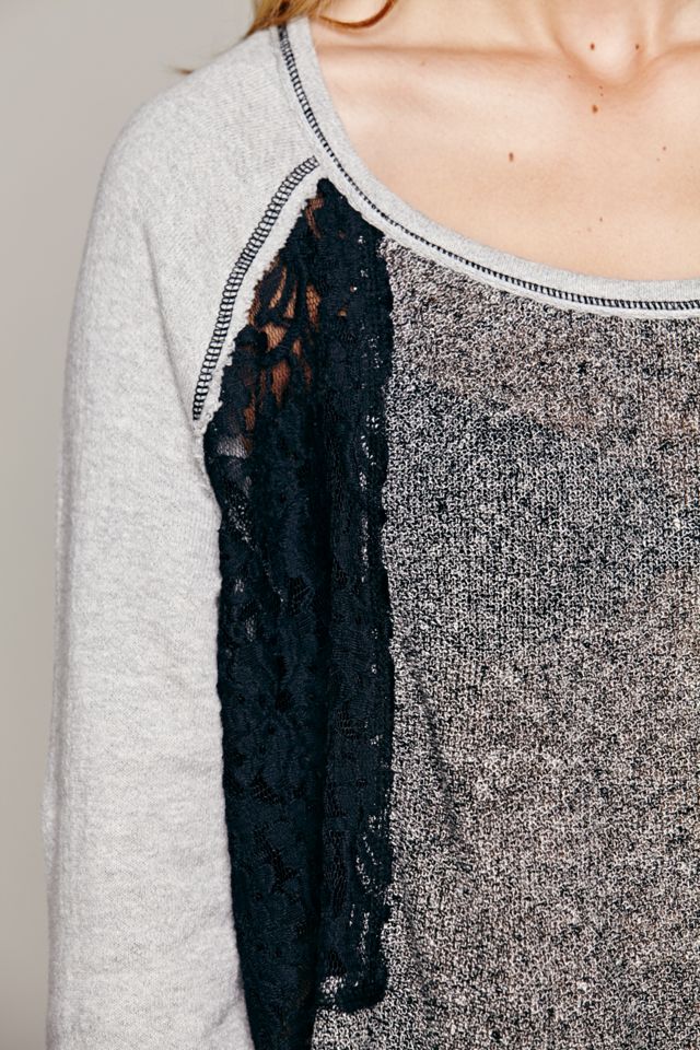 Colorblock Lace Inset Pullover #2
