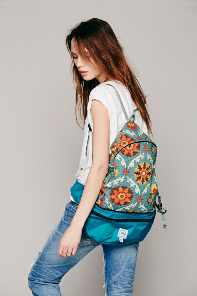 Free People Blue Denim Backpack with Metallic Aqua Front us girlies on a budget needed an option too ? #freepeople  main image 4