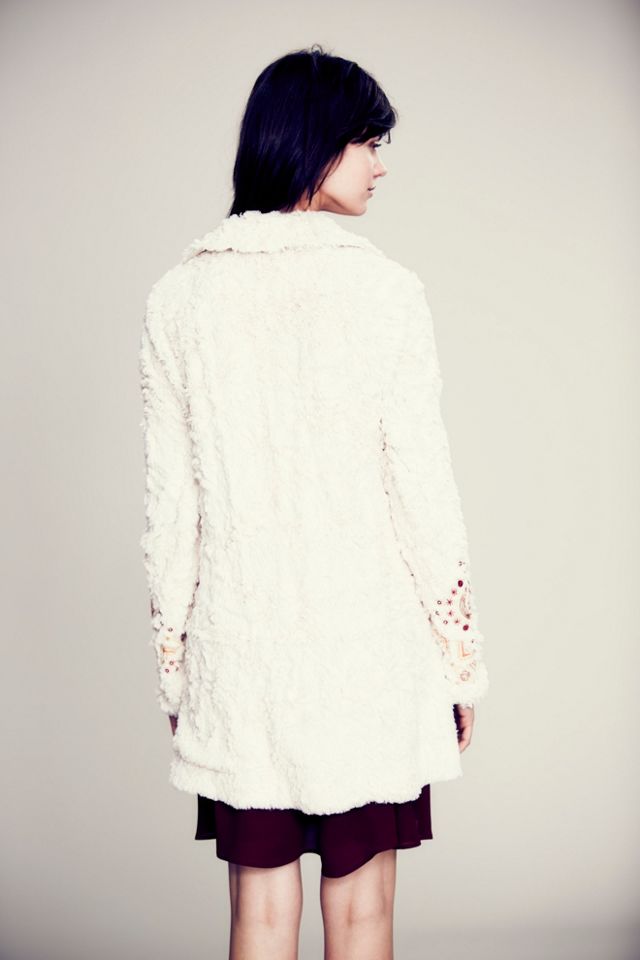 Faux Fur Embellished Swing Coat #1