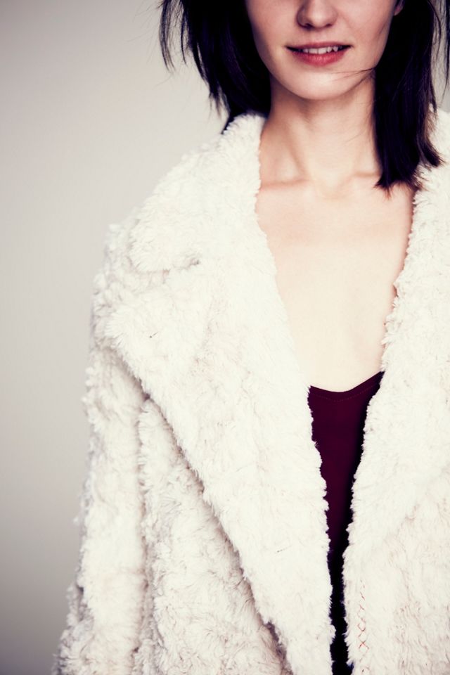 Faux Fur Embellished Swing Coat #2