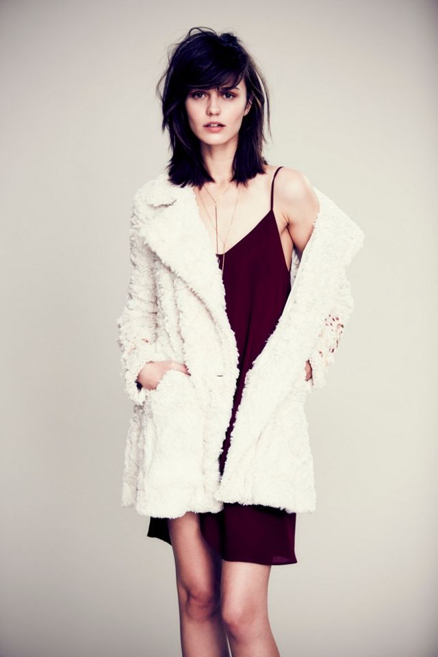 Faux Fur Embellished Swing Coat #5