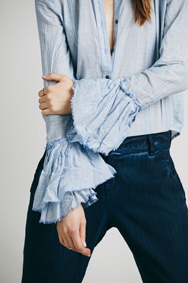 Stripe Bell Sleeve Buttondown #4