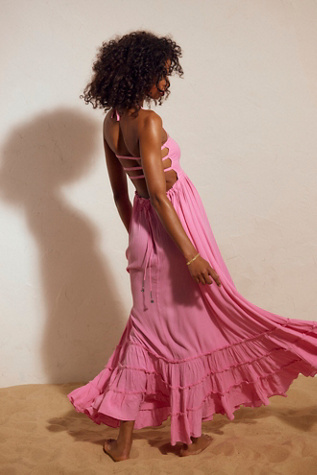 strapless open back dress Leely Women Blush Pink Bridesmaid Dress with Slit A Line Long Sleeves  Chiffon Wedding Guest Dress – leelyuk main image 0