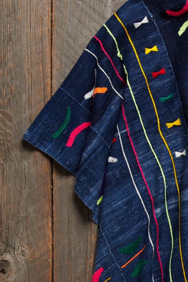 Vintage Embroidered Indigo Poncho #2