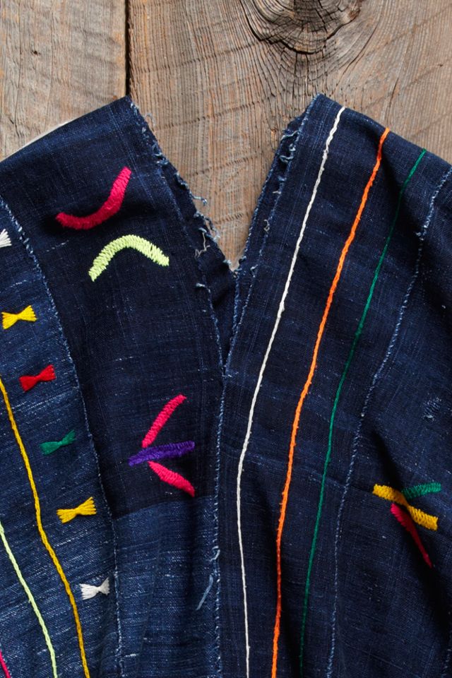 Vintage Embroidered Indigo Poncho #3