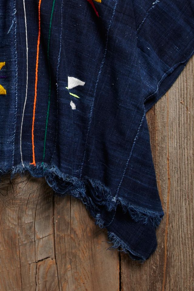 Vintage Embroidered Indigo Poncho #4