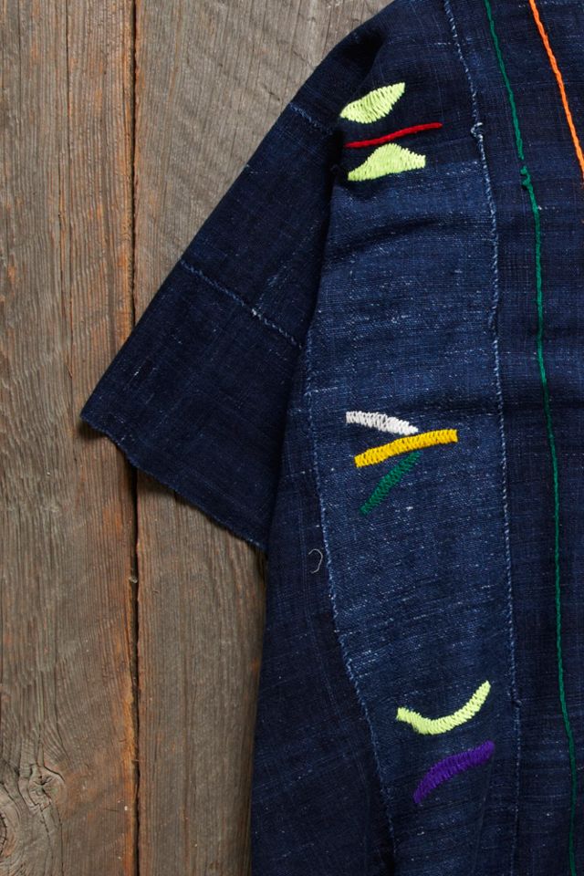 Vintage Embroidered Indigo Poncho #5