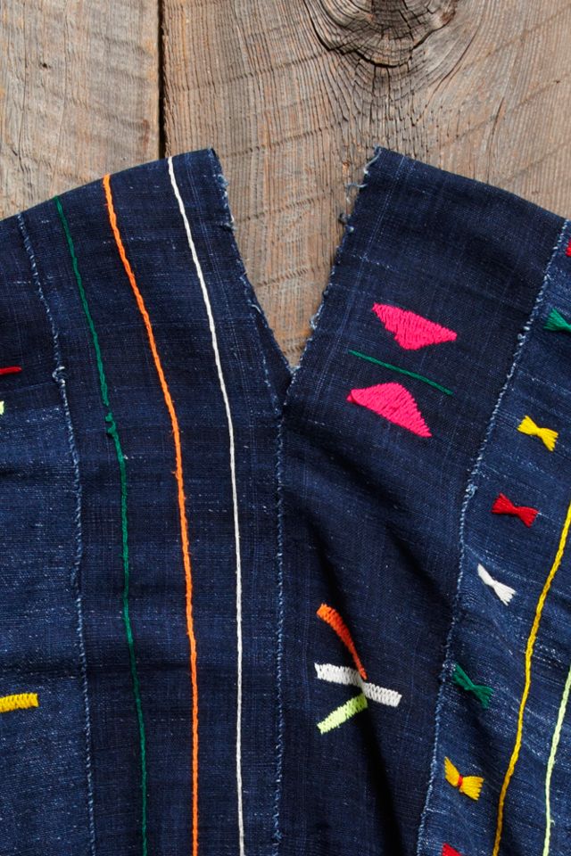 Vintage Embroidered Indigo Poncho #6