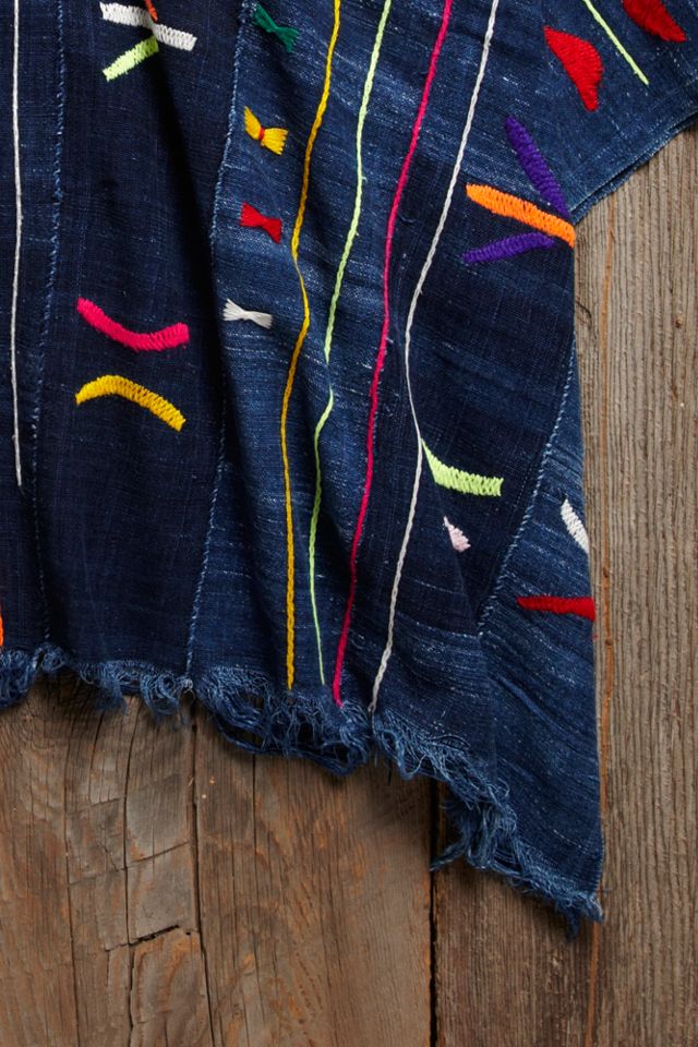 Vintage Embroidered Indigo Poncho #7
