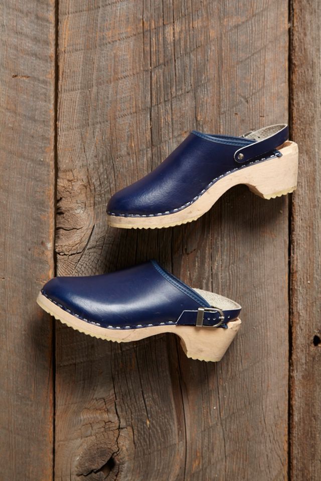 Vintage Blue Wooden Clogs #1