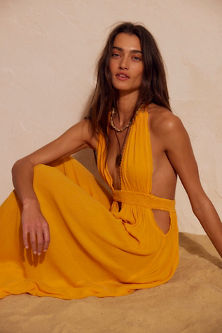 chinese dress ladies Free People Sundrenched Short-Sleeve Maxi Dress