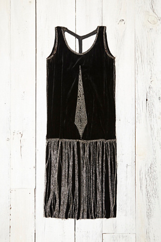 1920s Black Velvet Dress