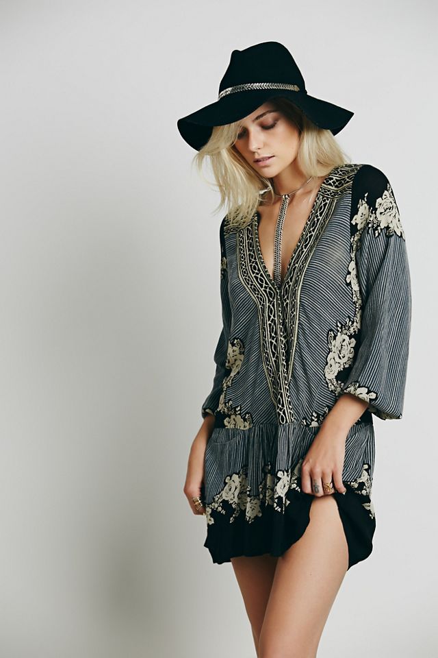 Border Print Dropwaist Tunic