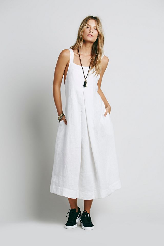 Free people white linen hot sale dress