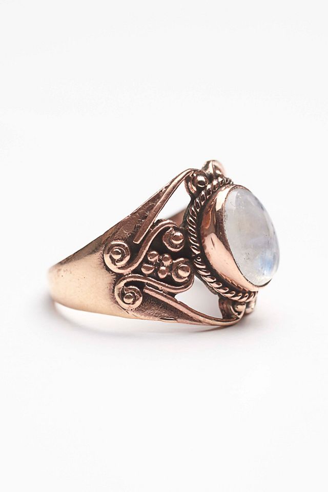 Moonstone Engraved Ring #3
