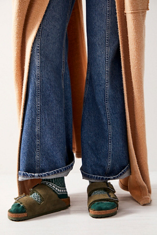 Birkenstock Arizona Shearling Sandals at Free People in Green, Size: EU 37