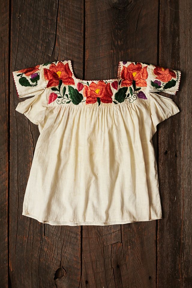 oz.vintage/美品1970 Mexican cotton blouse 1970s Mexican Hand Embroidered Cotton Peasant Blouse – Honeywood