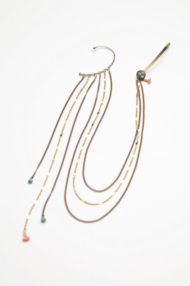 Draped Ear Cuff to Hair Chain #1