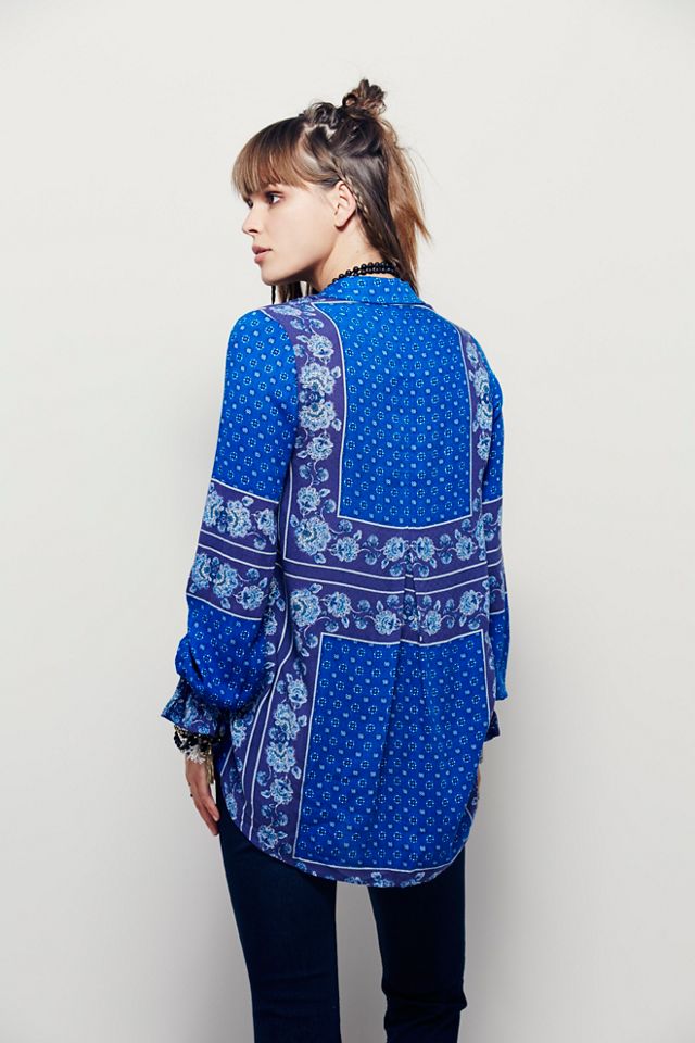 Border Print Collar Tunic #1