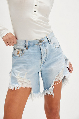 OneTeaspoon Frankies Cutoff Shorts at Free People in Blue Heart, Size: 26